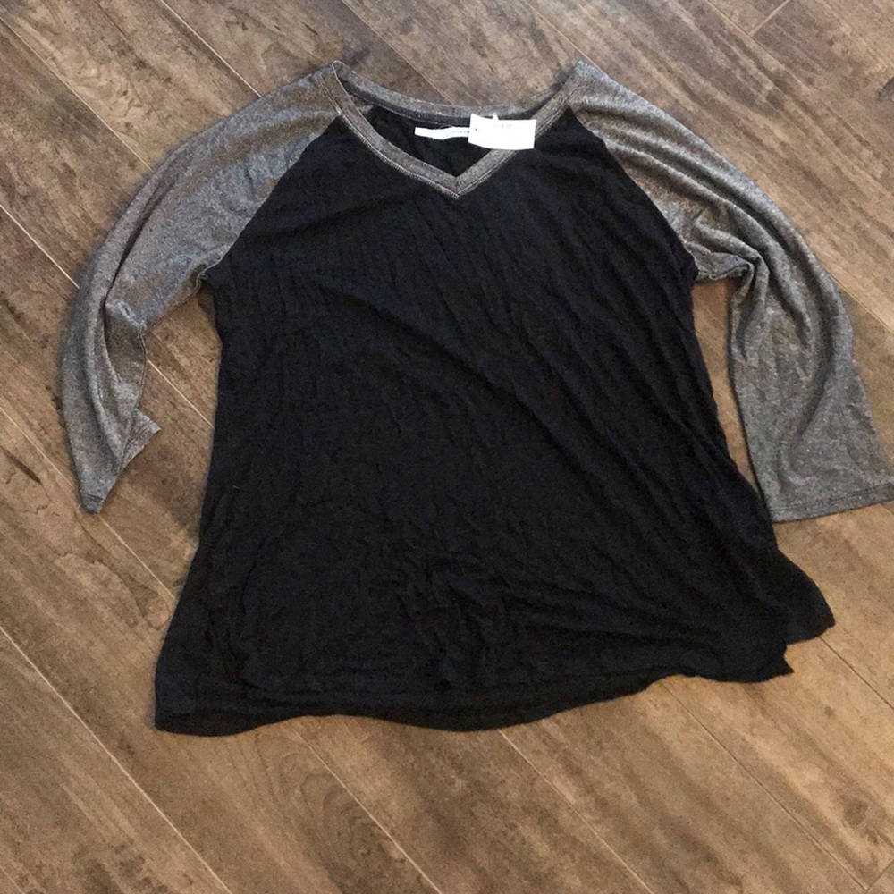 Black Tee w/ Sparkly Sleeves